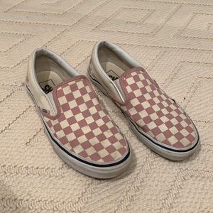 Pink and cream checkerboard vans